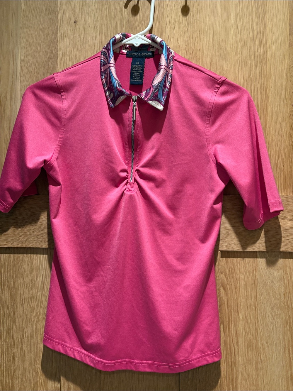 Birdie & Grace Pink Short Sleeve Zip tech Polo
